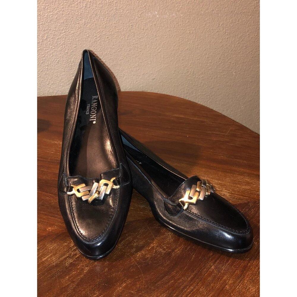 Rangoni Firenze Preppy Academia Old Money Black Leather Loafers / Flats 8.5
